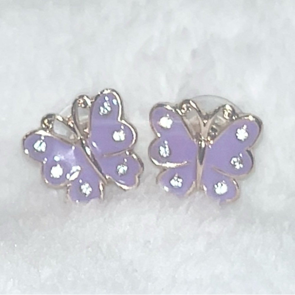 🩵3/$20🩵 Lilac Purple Butterfly Rhinestone Tiny Stud Earrings
